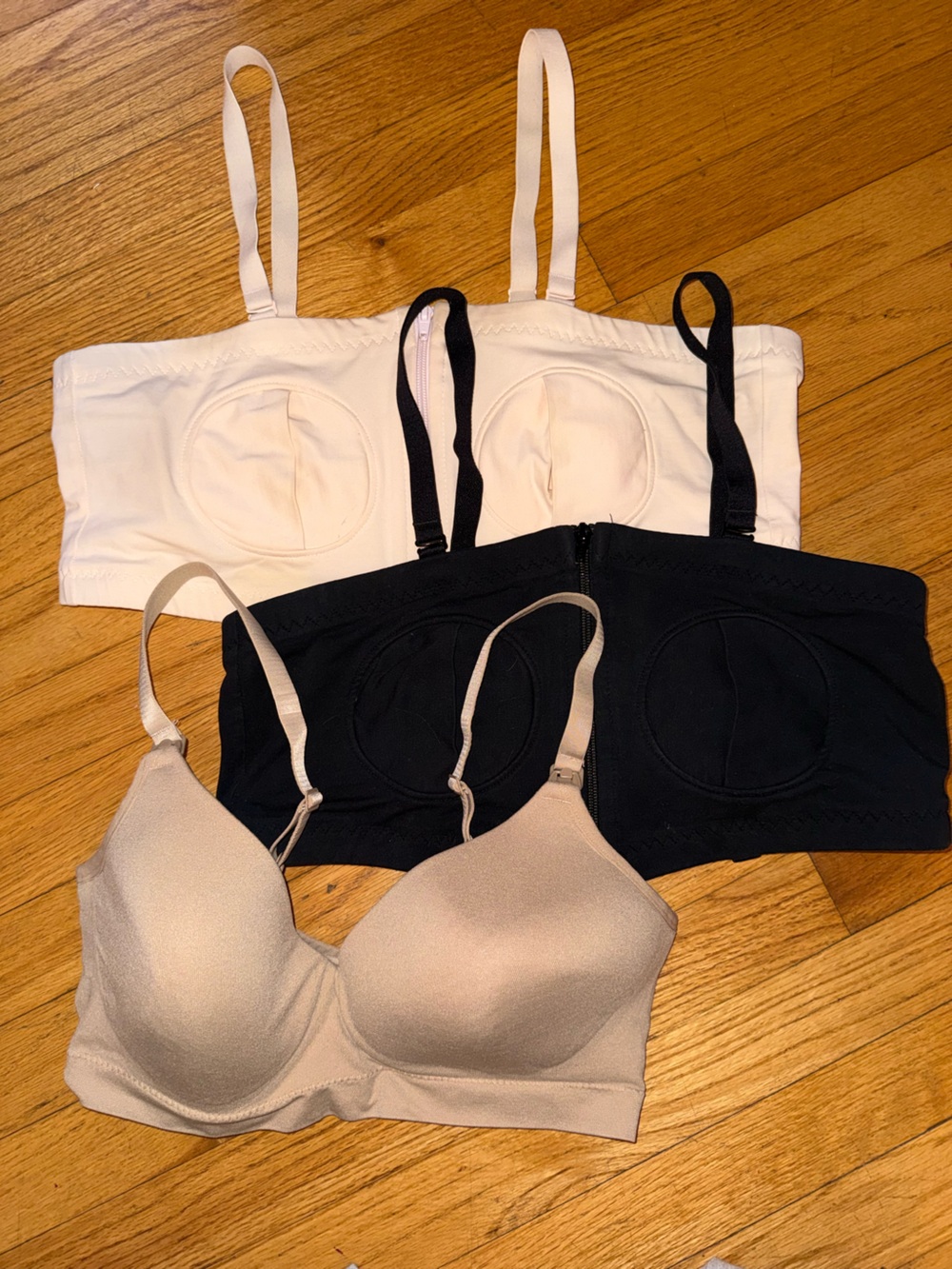 3-Pack Nursing/Pumping Bra in Black, White, and Nude - Size XL